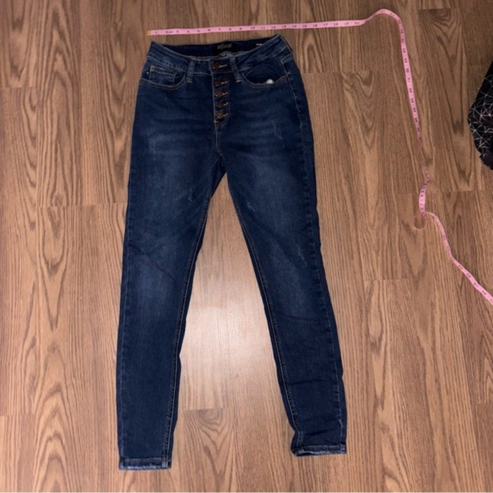 Judy Blue Skinny Jeans Womens 1/25 Blue High Rise Exposed Button Fly Denim Pants